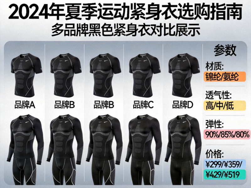 2024年夏季运动紧身衣选购指南 - 多品牌黑色紧身衣对比展示